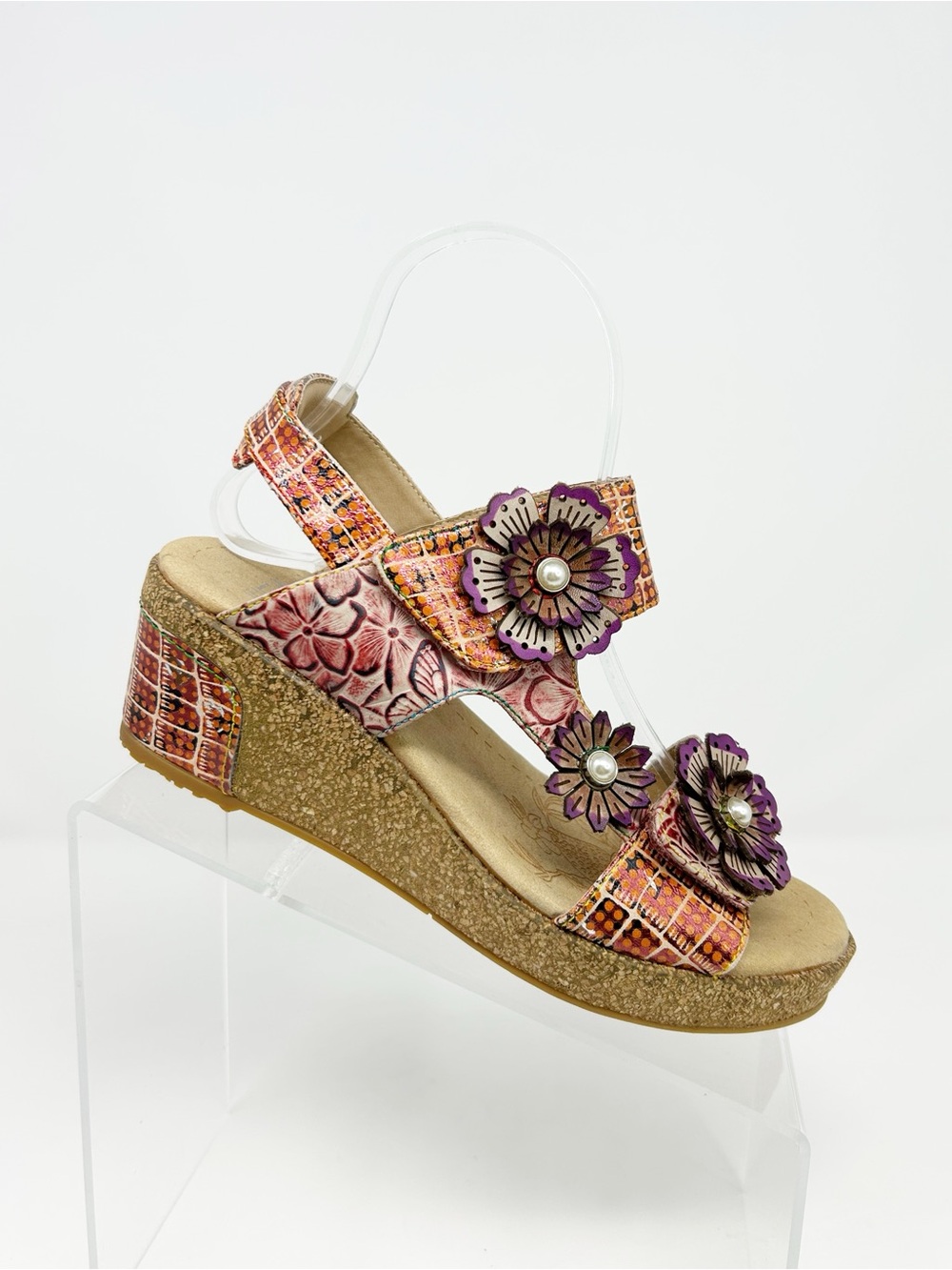 L'Artiste by Spring Step Womens Wedge Platform Sandals Multicolor Floral Size 38